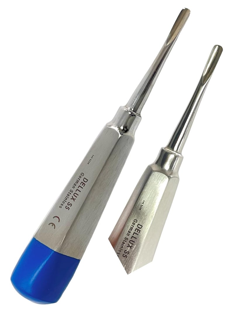 artlab -Dental Luxating Elevator Dental Root Elevators Straight Curved Tip-Periotome Luxating Elevator Apical Root Dental Elavators Extracting Extraction (Elevator STR 5MM Blue) - Image 1